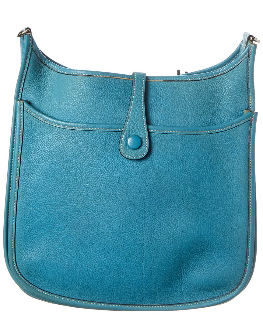 Hermès Blue Taurillon Clemence Leather Evelyne Ii (Authentic Pre-Loved)