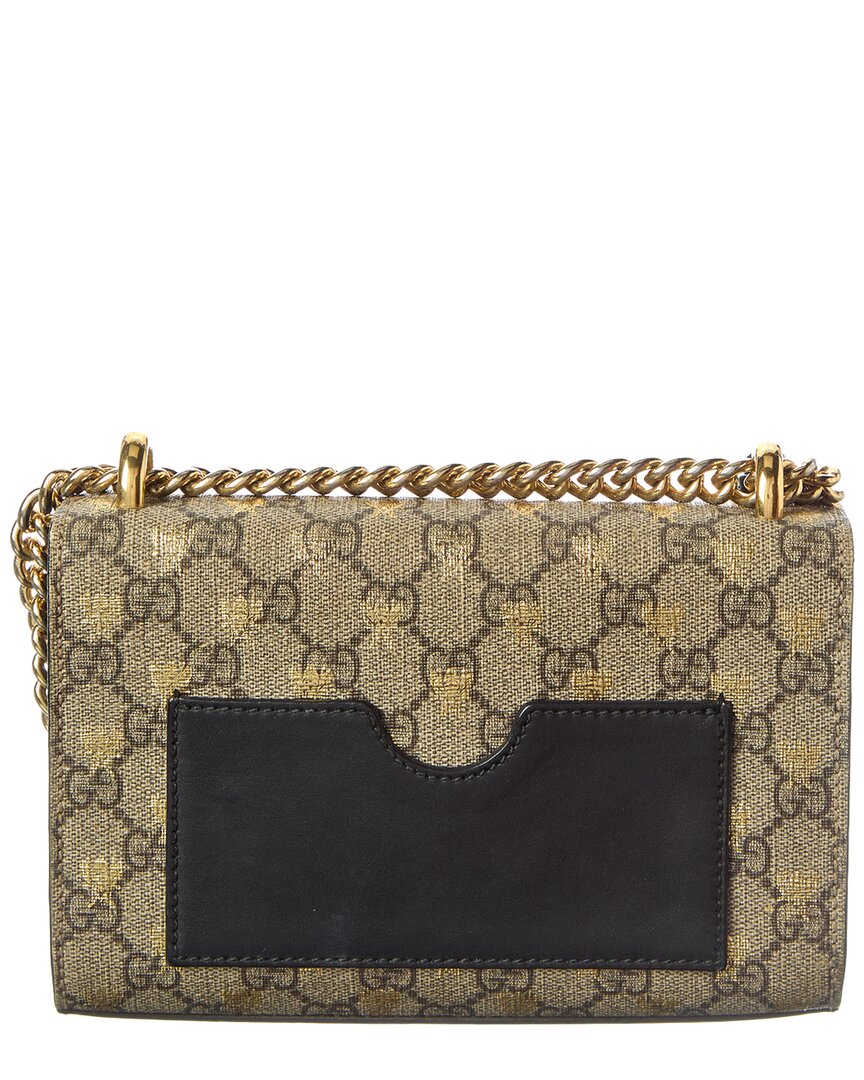 Gucci Black Gg Supreme Monogram Coated Canvas Bees Small Padlock Shoulder Bag