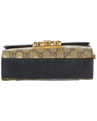 Gucci Black Gg Supreme Monogram Coated Canvas Bees Small Padlock Shoulder Bag
