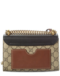 Gucci Beige Black Cuir Gg Supreme Monogram Calfskin Leather Small Padlock