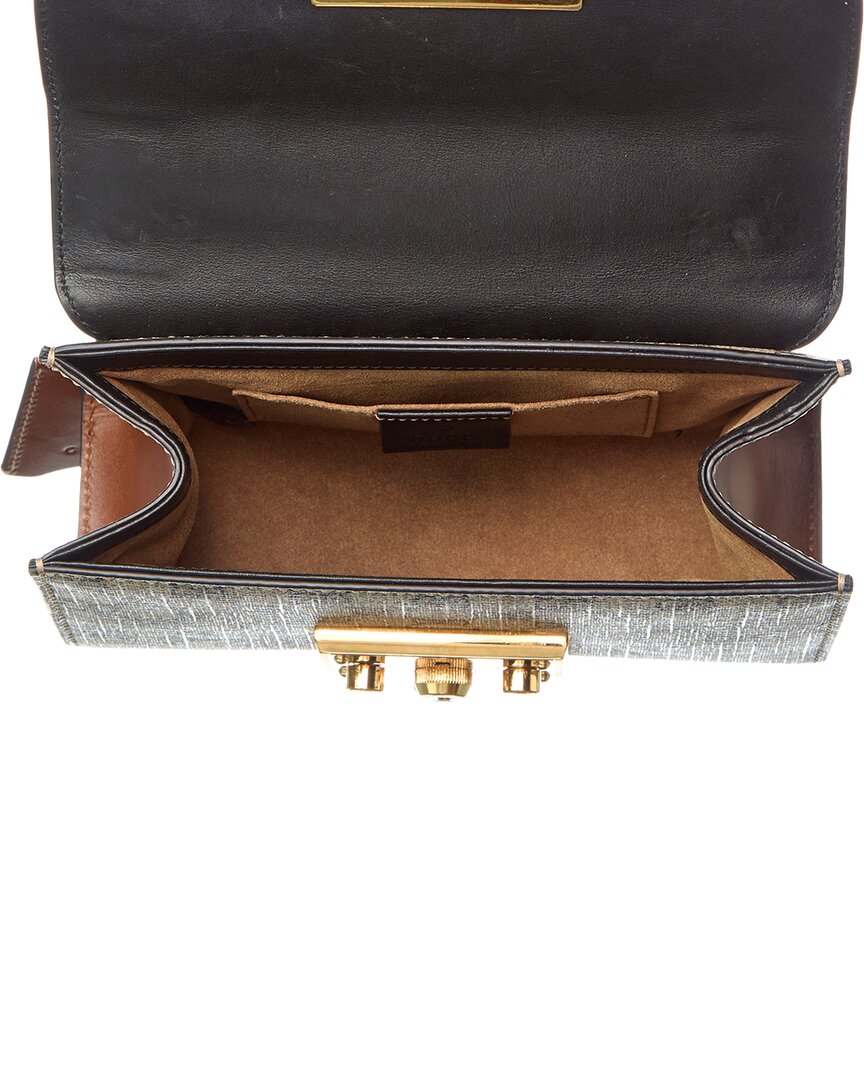 Gucci Beige Black Cuir Gg Supreme Monogram Calfskin Leather Small Padlock