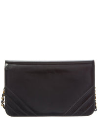 Chanel Black Lambskin Chevron Leather Quilted Small Single Flap (Authentic
