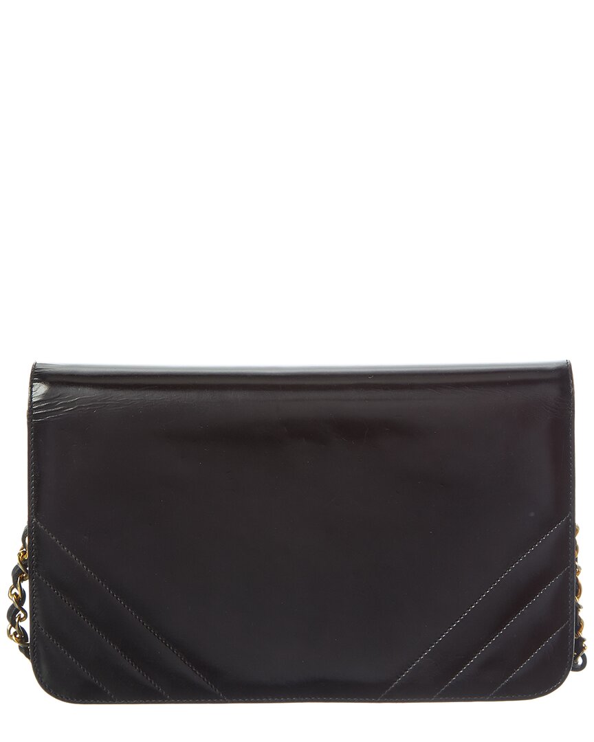 Chanel Black Lambskin Chevron Leather Quilted Small Single Flap (Authentic