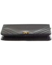 Chanel Black Lambskin Chevron Leather Quilted Small Single Flap (Authentic