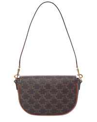 Celine Folco Triomphe Coated Canvas & Leather Shoulder Bag