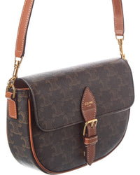 Celine Folco Triomphe Coated Canvas & Leather Shoulder Bag
