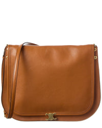 CELINE Celine Logo Leather Shoulder Bag