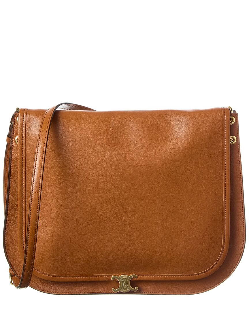 CELINE Celine Logo Leather Shoulder Bag