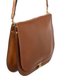 CELINE Celine Logo Leather Shoulder Bag