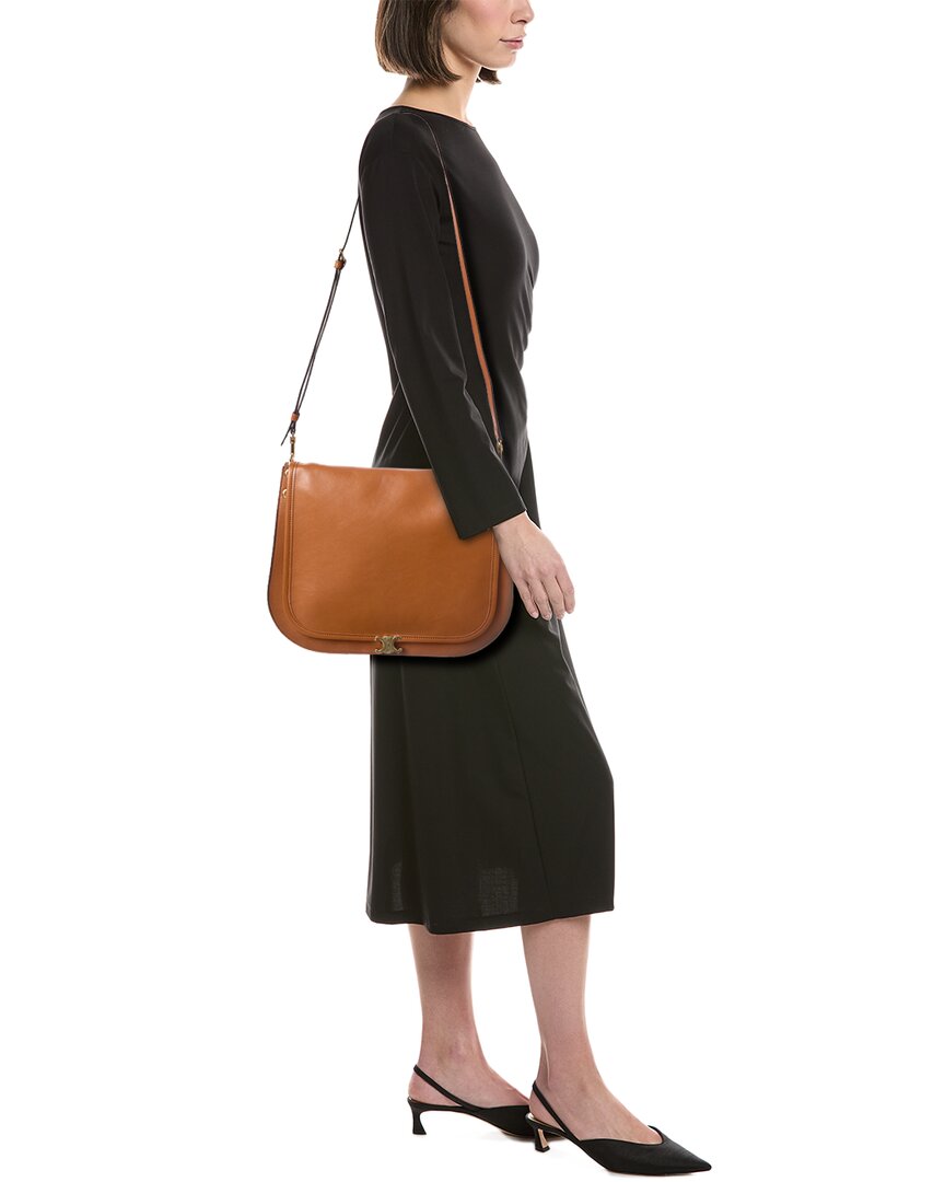 CELINE Celine Logo Leather Shoulder Bag