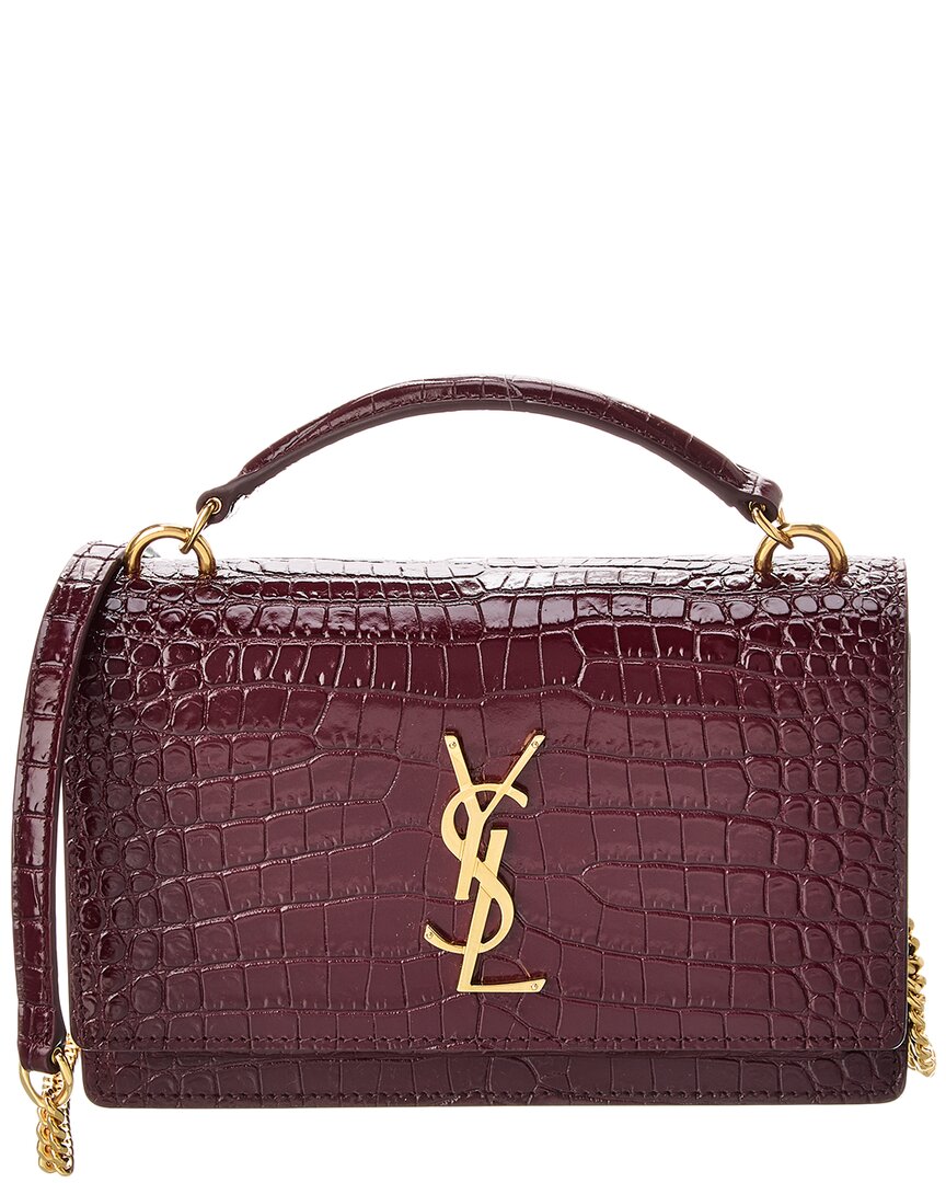 Saint Laurent Saint Laurent Sunset Croc-Embossed Leather Shoulder Bag