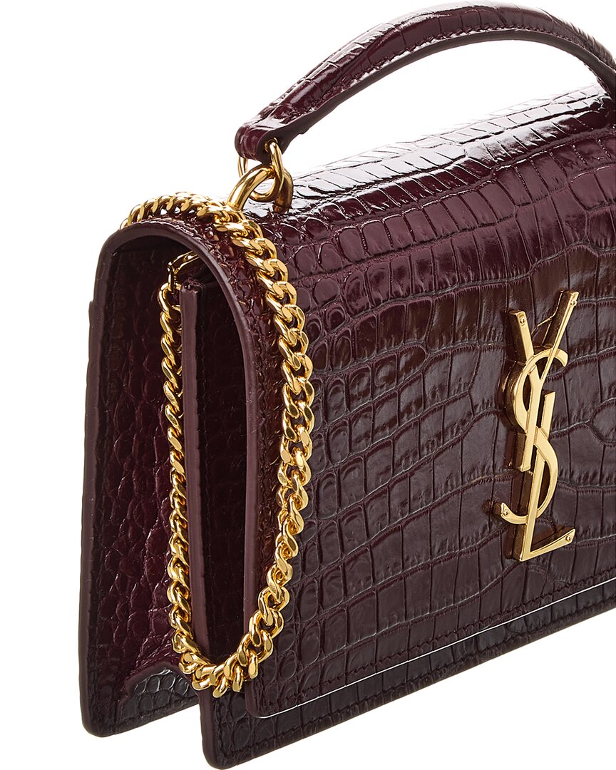 Saint Laurent Saint Laurent Sunset Croc-Embossed Leather Shoulder Bag
