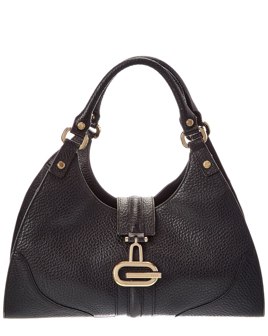 Gucci Gucci Black Calf Leather Junco Shoulder Bag (Authentic Pre-Loved)