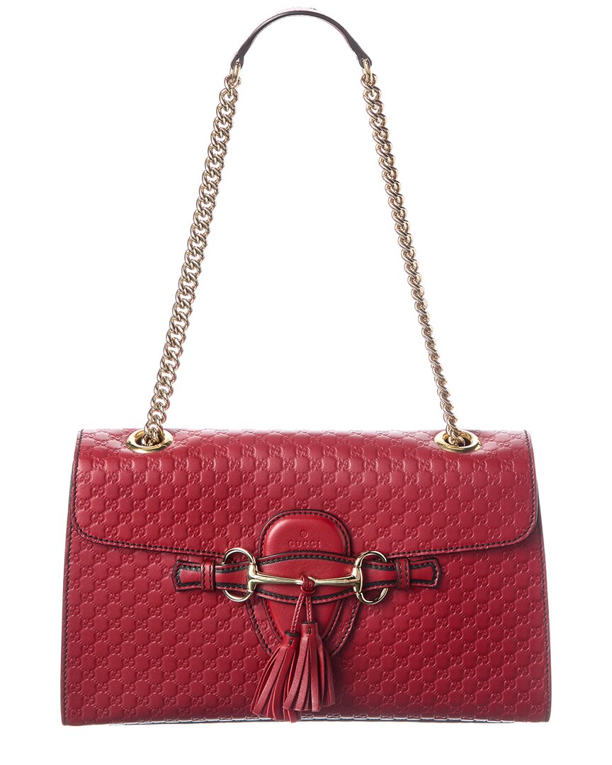Gucci Gucci Red Microguccissima & Leather Emily Chain Shoulder Bag (Authentic