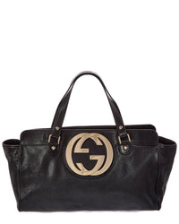 Gucci Gucci Black Leather Interlocking Gg Shoulder Bag (Authentic Pre-Loved)