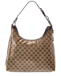 Gucci Gucci Neutral Coated Canvas & Leather Gg Crystal Charmy Hobo Bag (Authentic