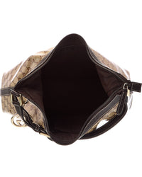 Gucci Gucci Neutral Coated Canvas & Leather Gg Crystal Charmy Hobo Bag (Authentic