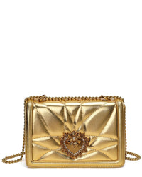 Tiffany & Fred Paris Heart Shaped Quilted Leather ONE SIZE Yellow