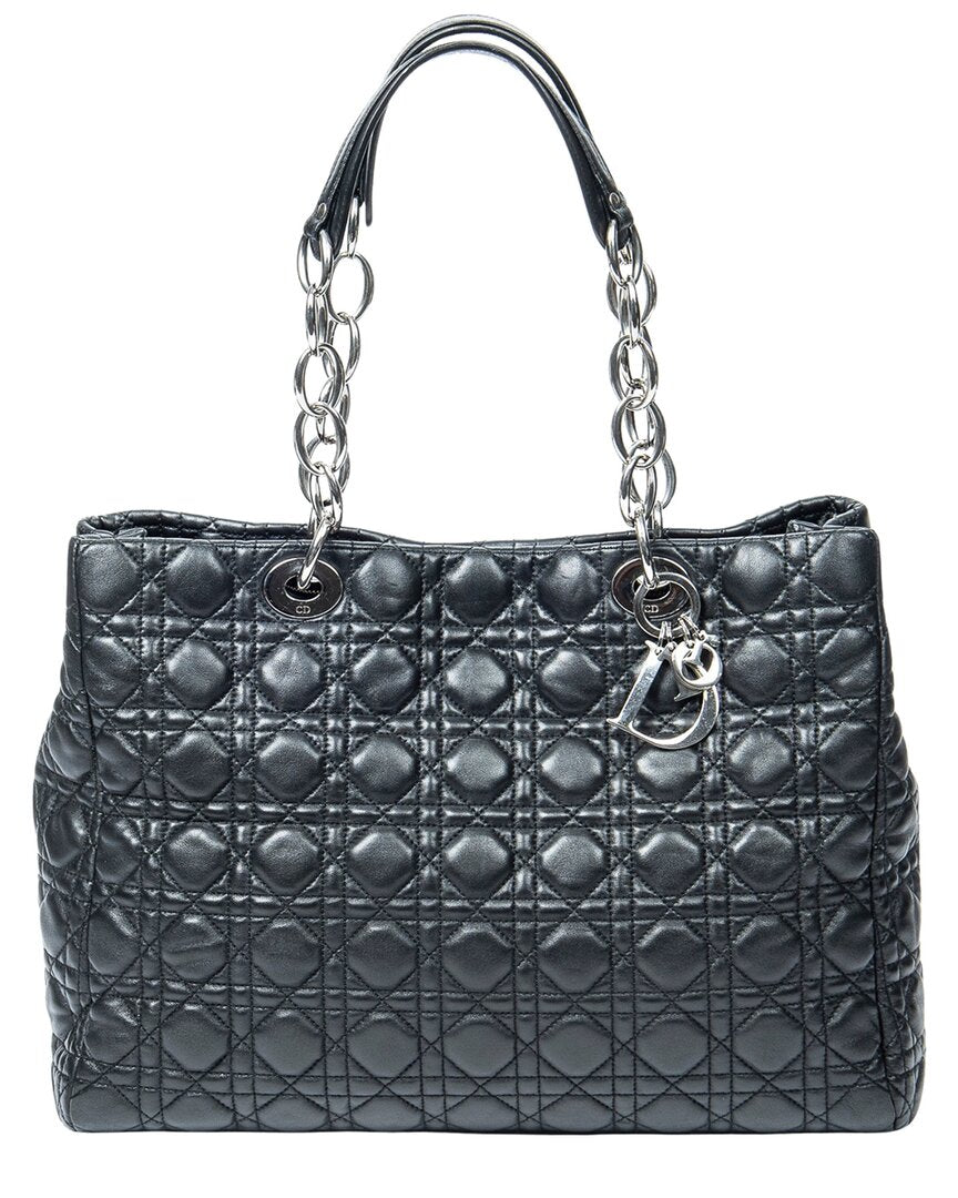 Dior Dior Black Cannage Lambskin Leather Soft Shopping Tote (Authentic Pre-Loved)