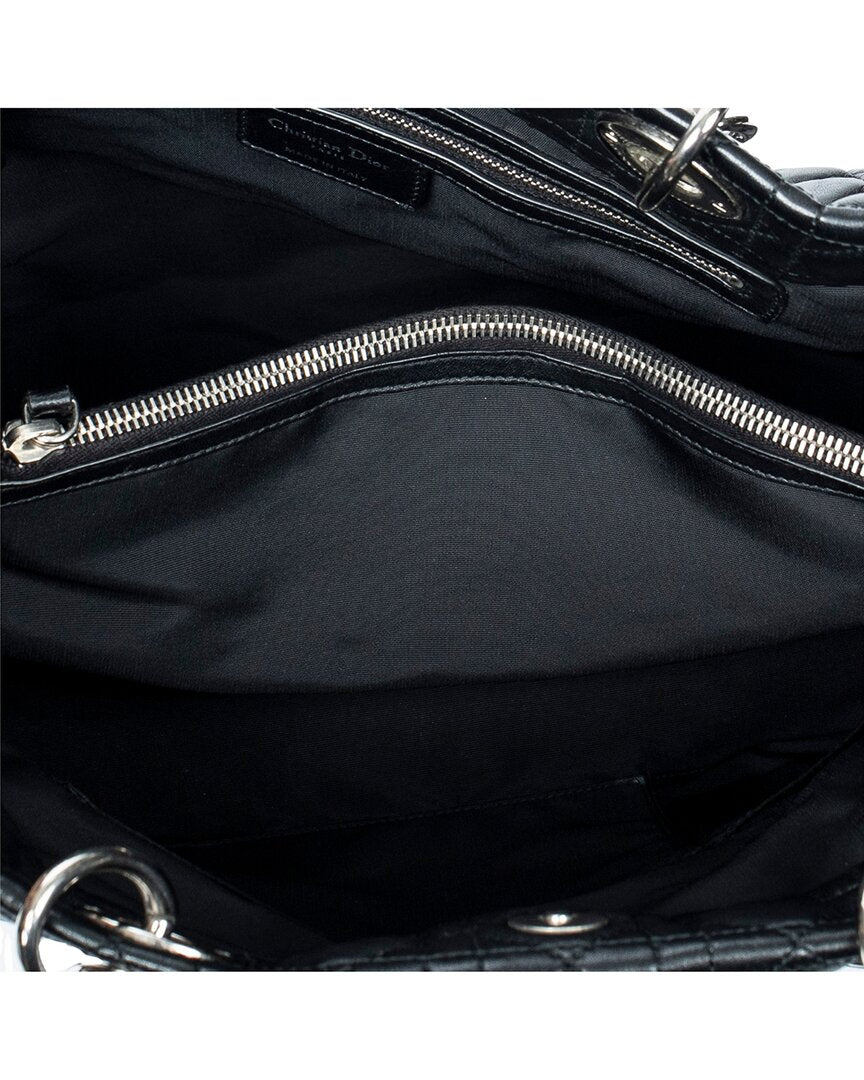 Dior Dior Black Cannage Lambskin Leather Soft Shopping Tote (Authentic Pre-Loved)