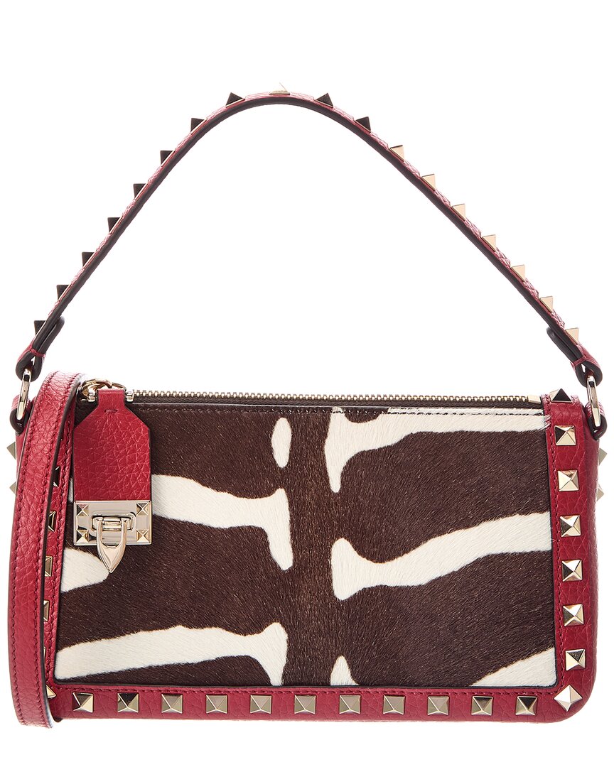 Valentino Vlogo Signature Leather & Haircalf Shoulder Bag