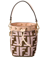 Fendi Mon Tresor Mini Raffia & Leather Bucket Bag (Authentic Pre-Loved)