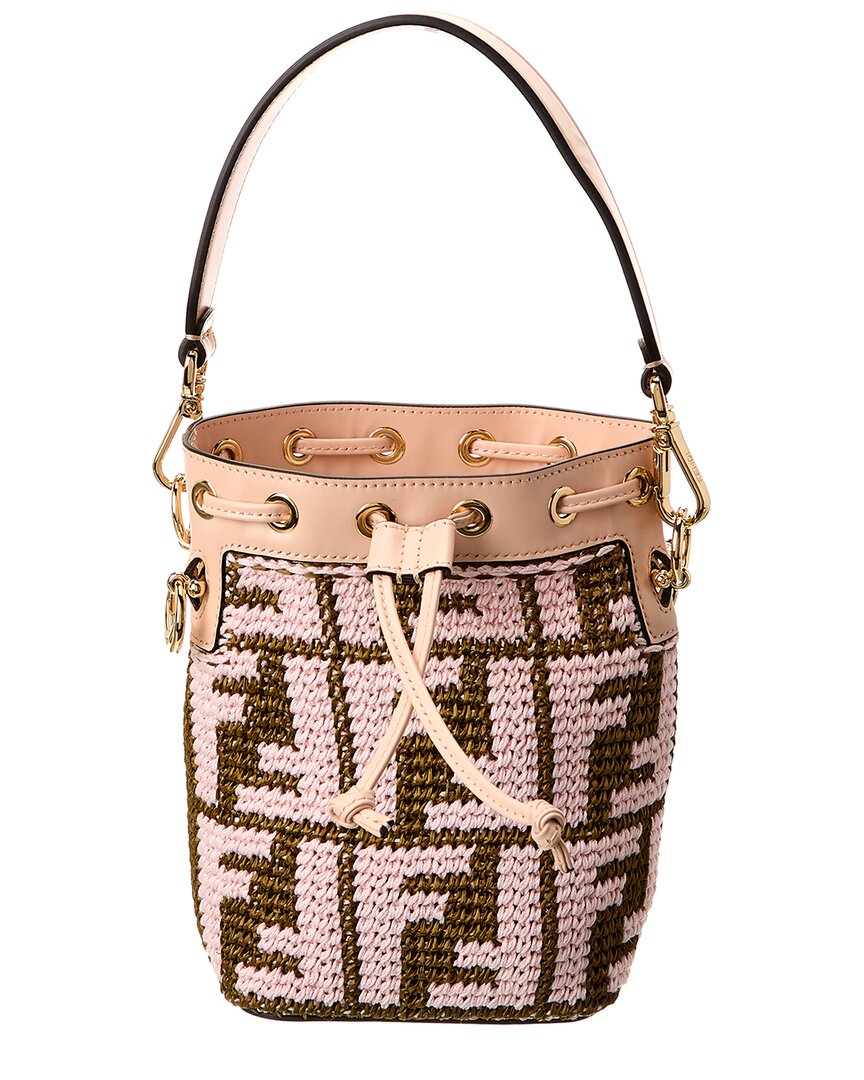 Fendi Mon Tresor Mini Raffia & Leather Bucket Bag (Authentic Pre-Loved)