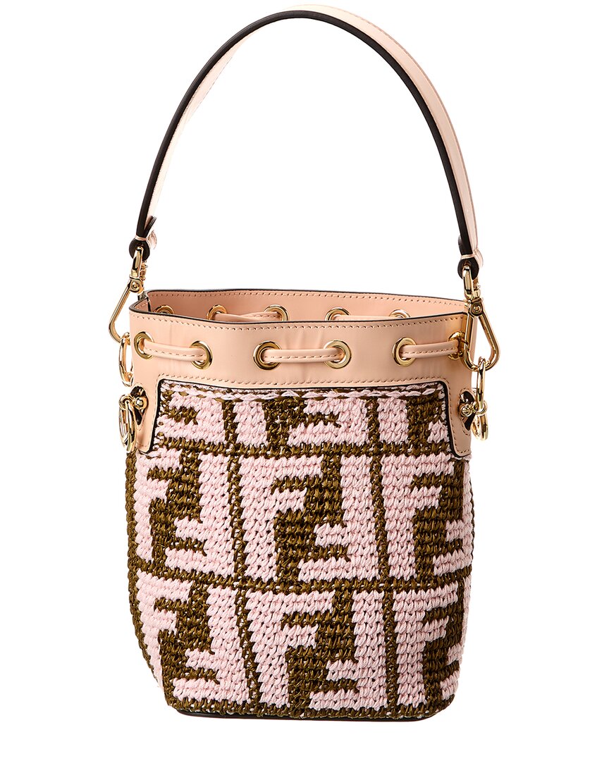 Fendi Mon Tresor Mini Raffia & Leather Bucket Bag (Authentic Pre-Loved)
