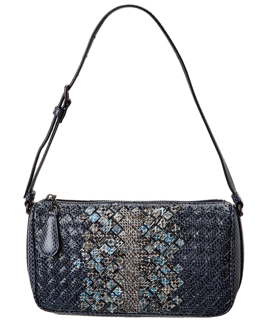 Bottega Veneta Intrecciato Snakeskin Shoulder Bag (Authentic Pre-Loved)
