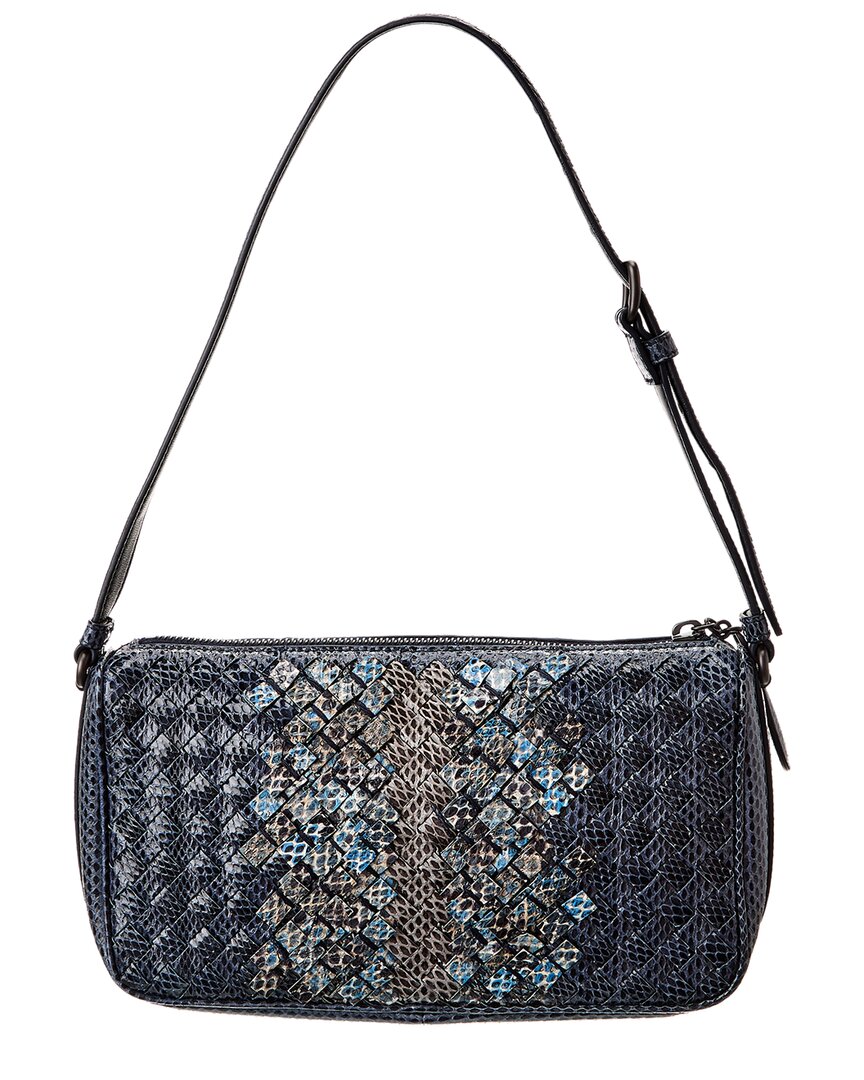 Bottega Veneta Intrecciato Snakeskin Shoulder Bag (Authentic Pre-Loved)