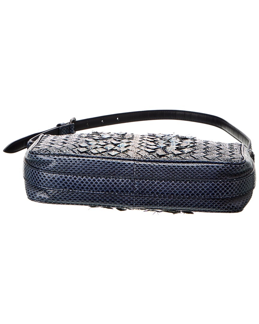 Bottega Veneta Intrecciato Snakeskin Shoulder Bag (Authentic Pre-Loved)