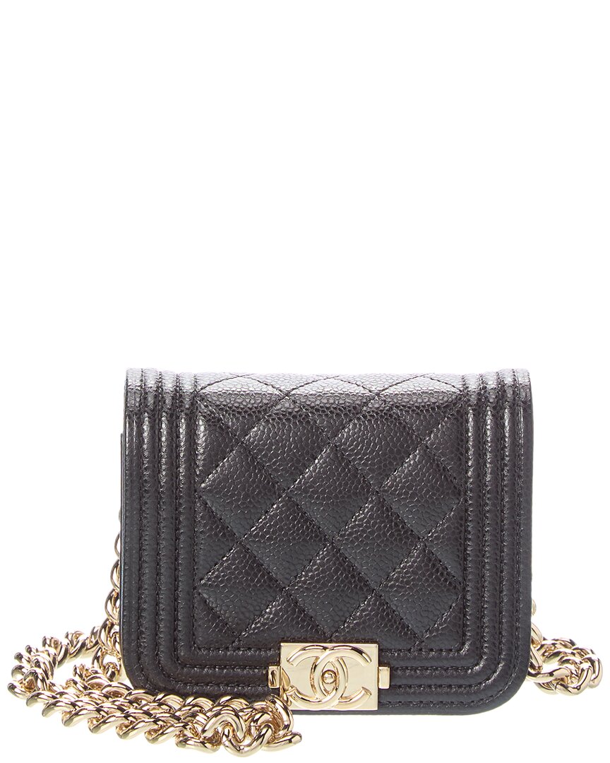 Chanel Chanel Black Quilted Leather Boy Golden Crosshair Shoulder Bag (Authentic Pre-