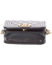 Chanel Chanel Black Quilted Leather Boy Golden Crosshair Shoulder Bag (Authentic Pre-