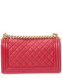 Chanel Chanel Red Quilted Leather Boy 25 Gold Triangle Shoulder Bag (Authentic Pre-