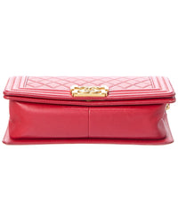 Chanel Chanel Red Quilted Leather Boy 25 Gold Triangle Shoulder Bag (Authentic Pre-