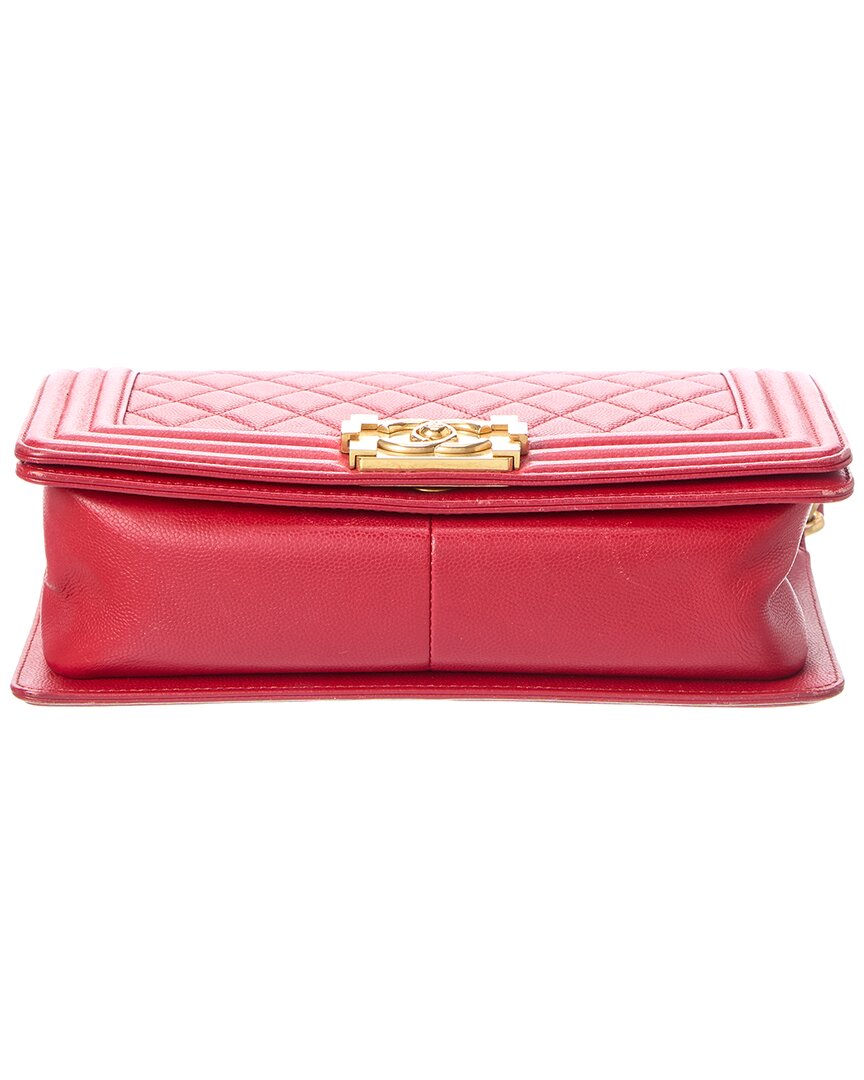 Chanel Chanel Red Quilted Leather Boy 25 Gold Triangle Shoulder Bag (Authentic Pre-