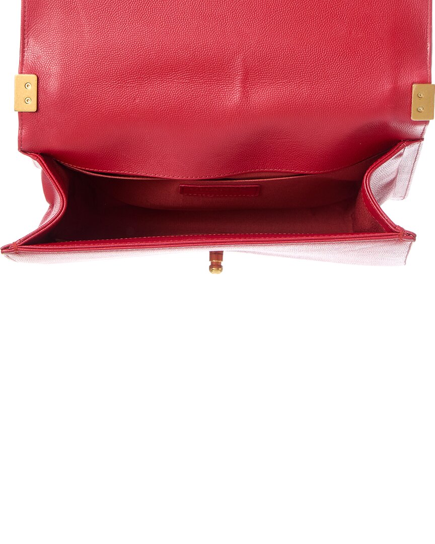 Chanel Chanel Red Quilted Leather Boy 25 Gold Triangle Shoulder Bag (Authentic Pre-