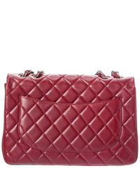Chanel Chanel Red Quilted Leather Large Classic Silver Cross Shoulder Bag (Authentic