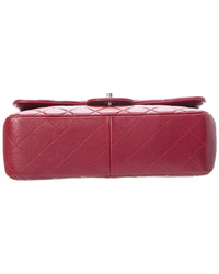 Chanel Chanel Red Quilted Leather Large Classic Silver Cross Shoulder Bag (Authentic