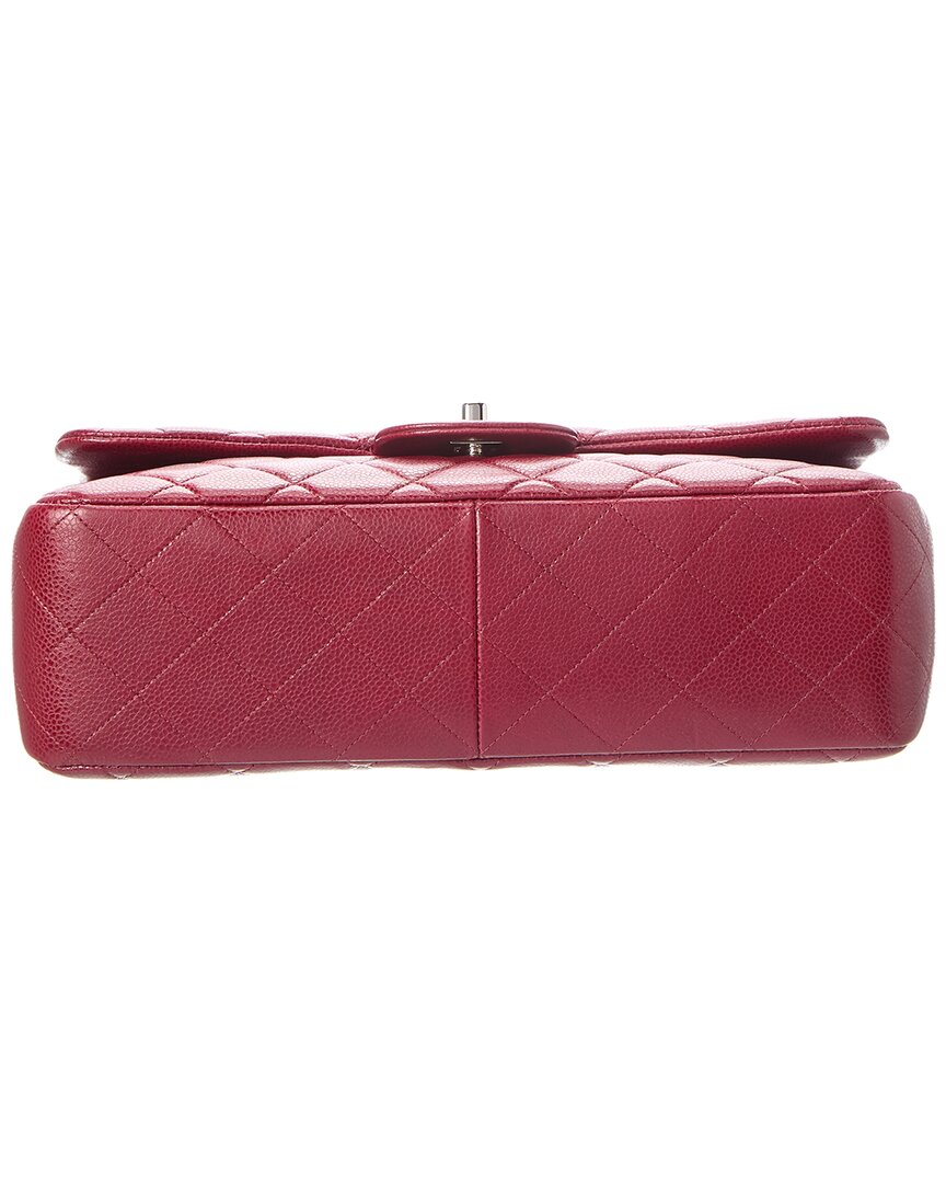 Chanel Chanel Red Quilted Leather Large Classic Silver Cross Shoulder Bag (Authentic
