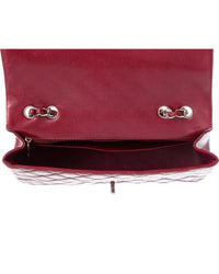 Chanel Chanel Red Quilted Leather Large Classic Silver Cross Shoulder Bag (Authentic