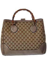 Gucci Pre-Owned Gucci Brown Gg Canvas & Leather Diana Bamboo Handle Handmade Bag (Authentic
