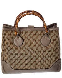 Gucci Pre-Owned Gucci Brown Gg Canvas & Leather Diana Bamboo Handle Handmade Bag (Authentic