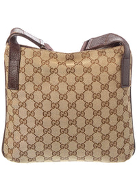 Gucci Gucci Brown Canvas Medium Flat Messenger (Authentic Pre-Loved)