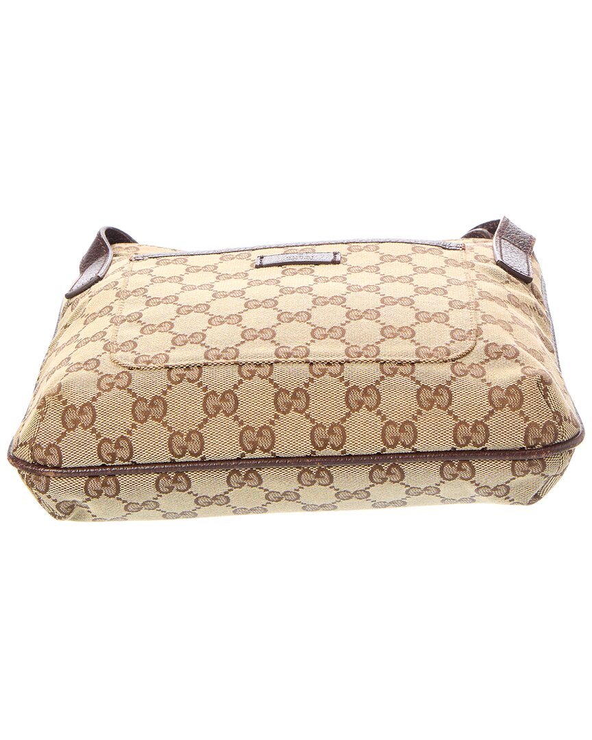 Gucci Gucci Brown Canvas Medium Flat Messenger (Authentic Pre-Loved)