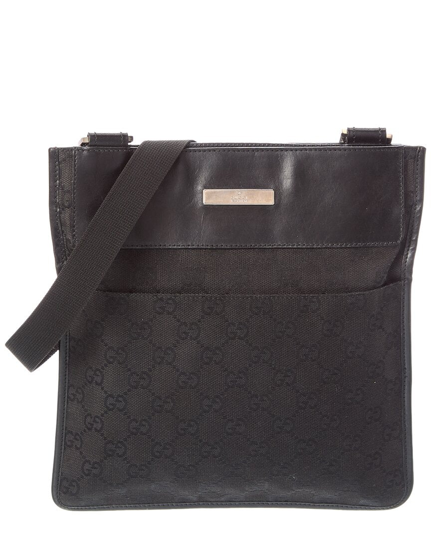 Gucci Gucci Black Gg Denim Flat Messenger 27639 (Authentic Pre-Loved)