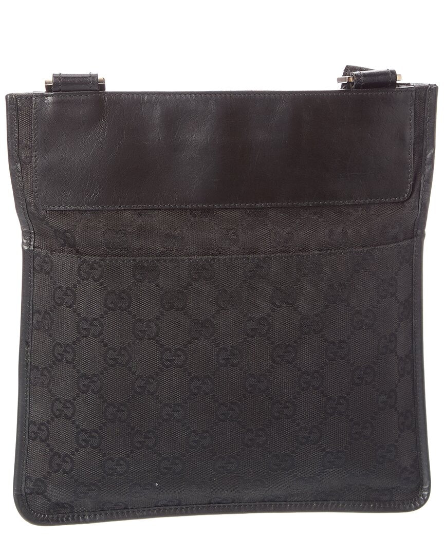 Gucci Gucci Black Gg Denim Flat Messenger 27639 (Authentic Pre-Loved)