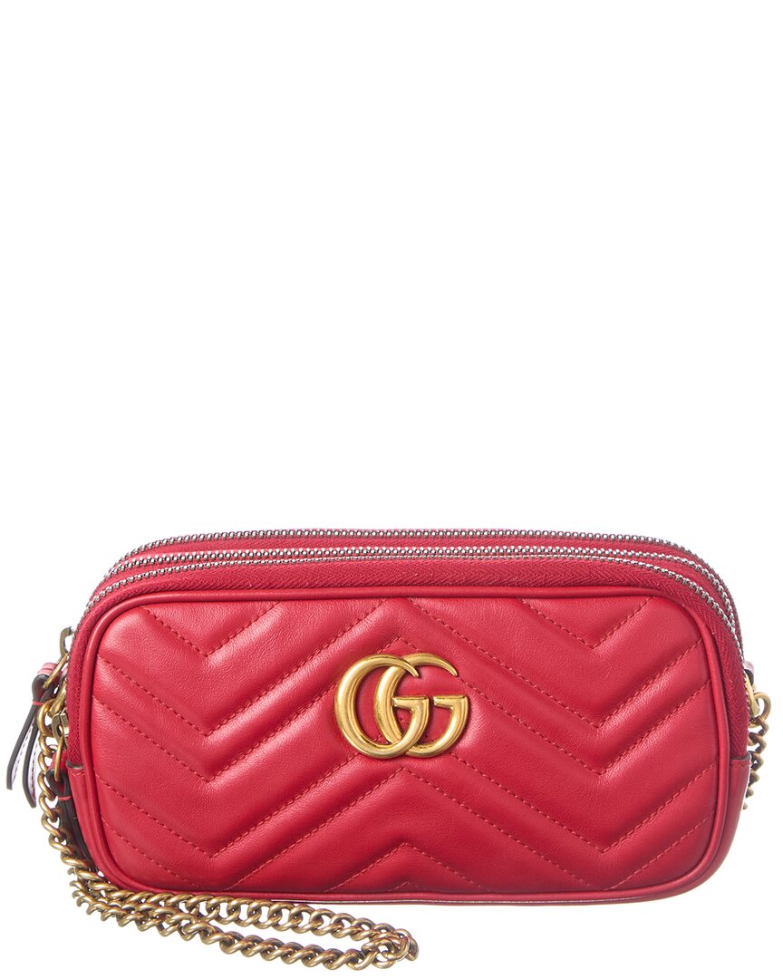 Gucci Gucci Hibiscus Matelasse Chevron Gg Marmont Chain Triple Zip Crossbody