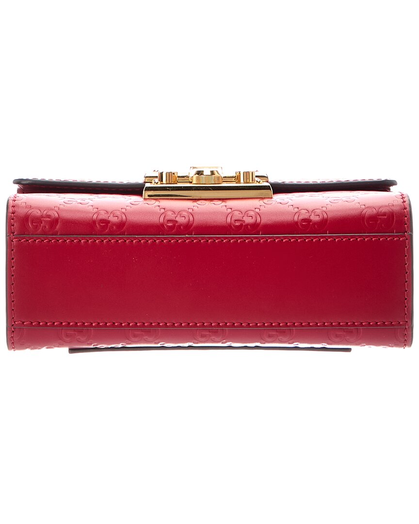 Gucci Gucci Red Guccissima & Leather Padlock Shoulder Bag (Authentic Pre-Loved)
