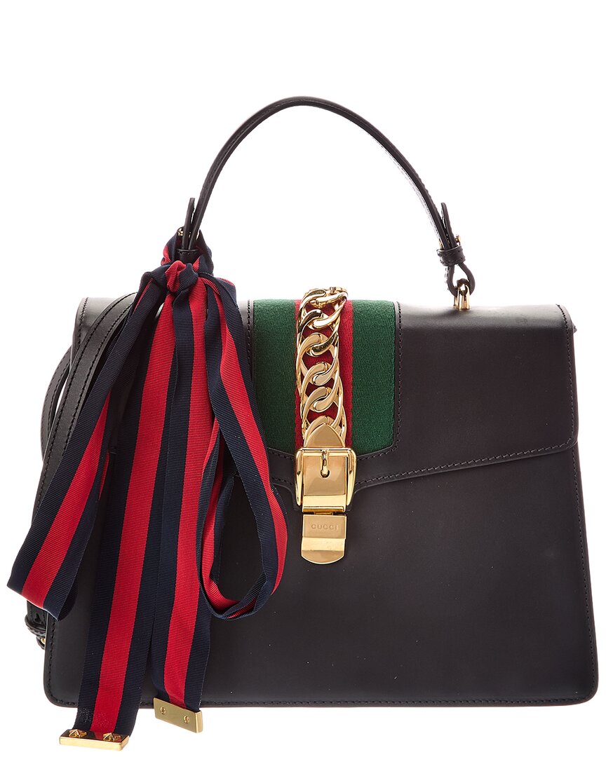 Gucci Gucci Black Calf Leather Sylvie Top Handle (Authentic Pre-Loved)